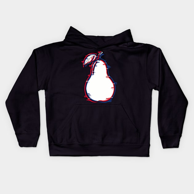 A pear fruit with a glitch effect Kids Hoodie by Fruit Tee